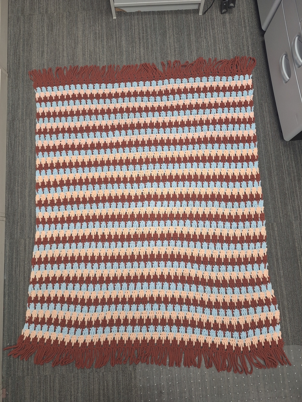 Handmade Larksfoot Pattern Crochet Afghan Blanket